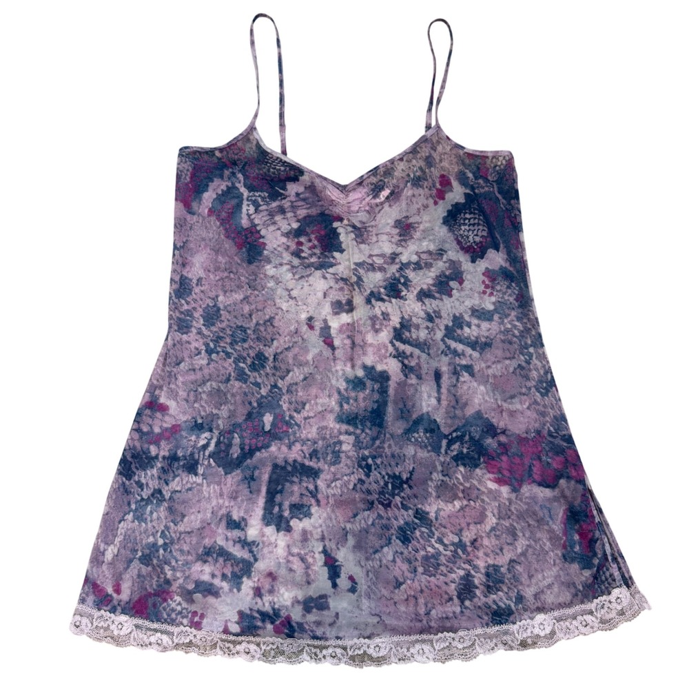 Vintage Victoria's Secret Purple Blue Snakeskin Mesh Lace Chemise‎ Slip M Y2K